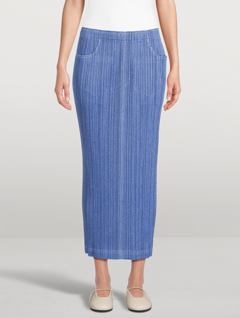 PLEATS PLEASE ISSEY MIYAKE タイトスカート PLEATS PLEASE ISSEY MIYAKE Cotton Denim Skirt | Holt Renfrew