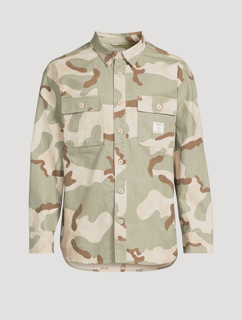 Cotton Work Shirt In Camo Print