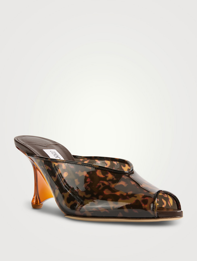 JIMMY CHOO Glace Wedge Mules In Tortoiseshell Print | Holt Renfrew