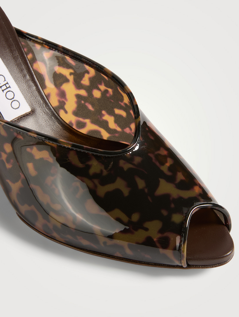 JIMMY CHOO Glace Wedge Mules In Tortoiseshell Print | Holt Renfrew