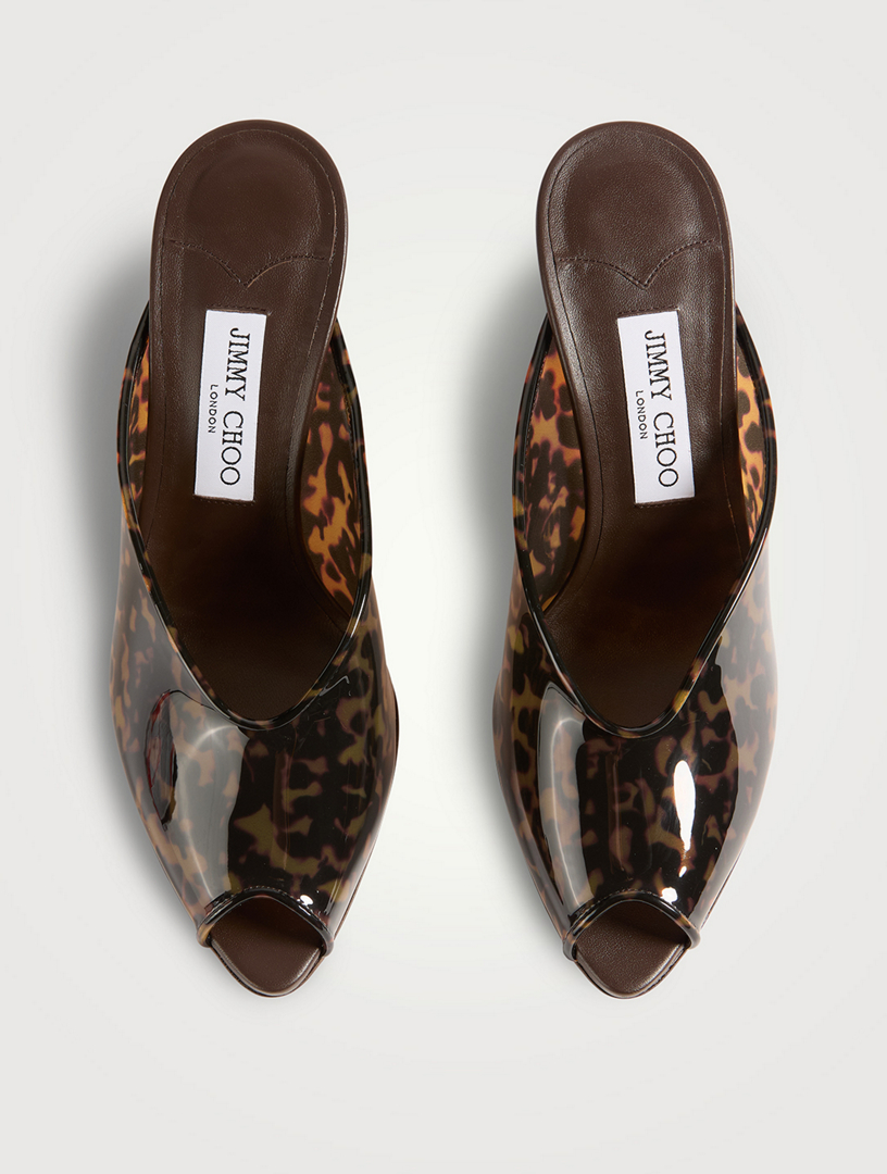 JIMMY CHOO Glace Wedge Mules In Tortoiseshell Print | Holt Renfrew