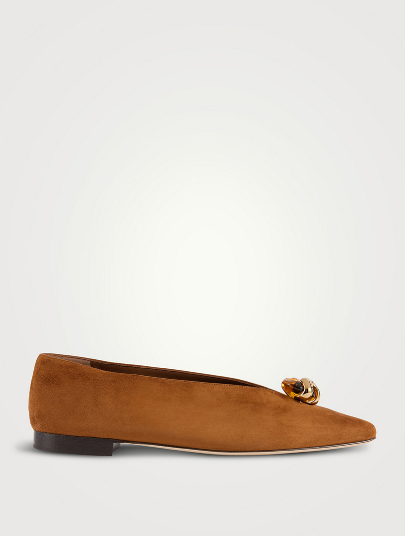 Margot Embellished Suede Ballet Flats