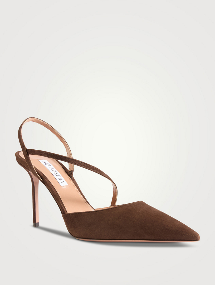 AQUAZZURA Dynasty Suede Slingback Pumps | Holt Renfrew