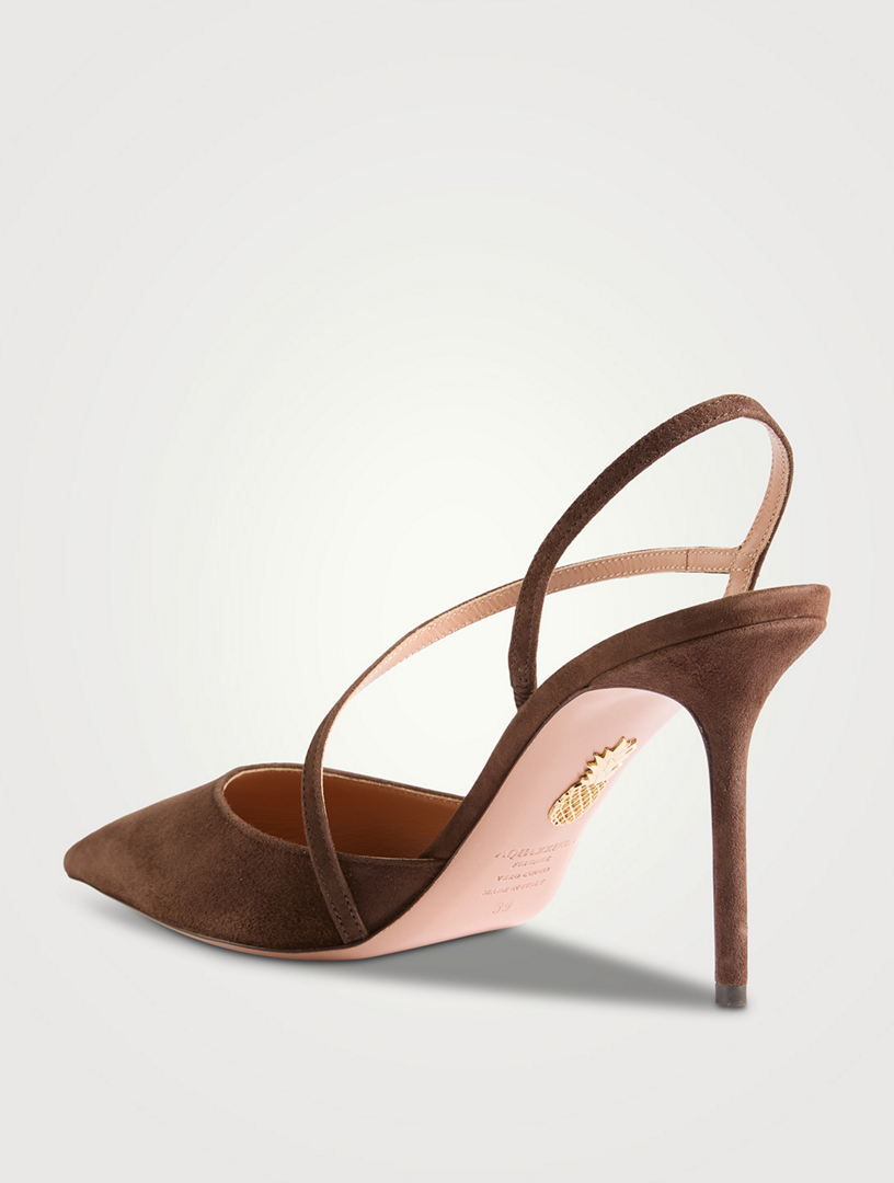 AQUAZZURA Dynasty Suede Slingback Pumps | Holt Renfrew