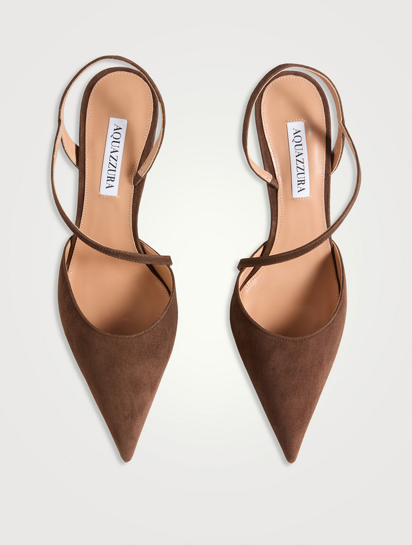 AQUAZZURA Dynasty Suede Slingback Pumps | Holt Renfrew