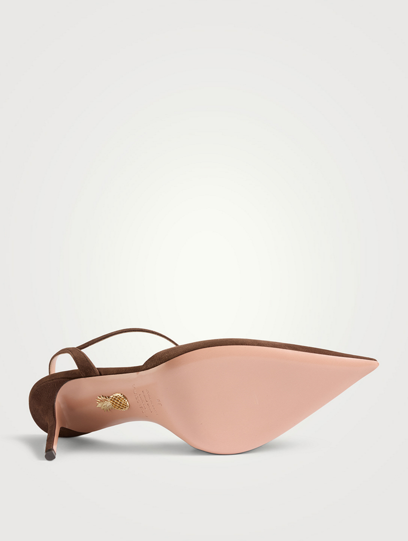AQUAZZURA Dynasty Suede Slingback Pumps | Holt Renfrew