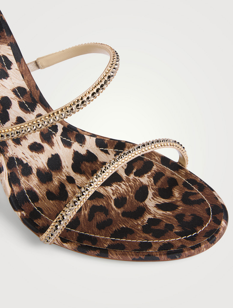 希少✨レネカオヴィラ　Rene Caovilla レオパード　レース　ヒール RENE CAOVILLA Cleo Crystal Satin Sandals In Leopard Print | Holt