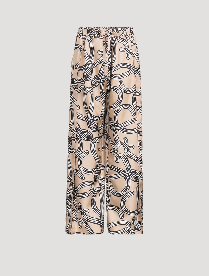LOEWE Paula & Mopriz チノパンアイボリー LOEWE Loewe x Paula's Ibiza Silk Trousers In Anagram Print | Holt