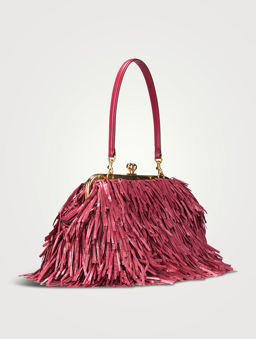 希少✨COACH クロップドパンツ＆キュロット ラムレザー ピンク M 極美品 COACH Kisslock 27 Fringe Straw Frame Bag | Holt Renfrew