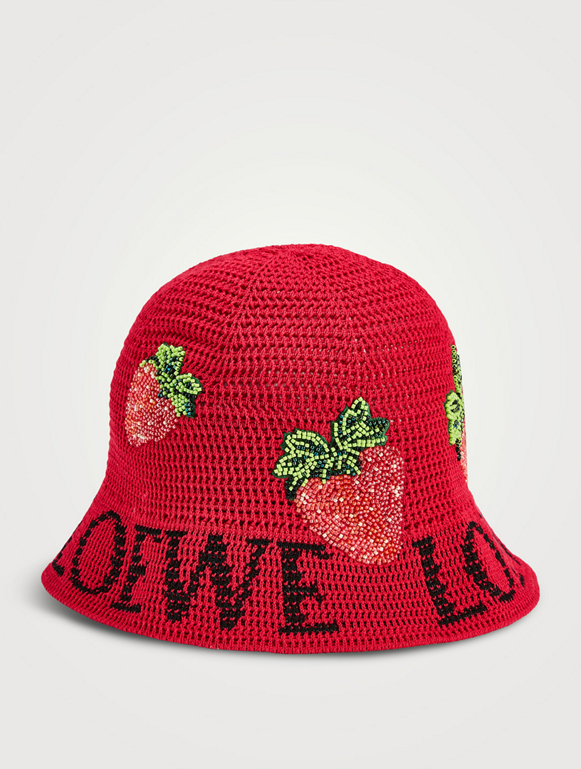 LOEWE Loewe x Paula's Ibiza Strawberry-Beaded Crochet Bucket Hat