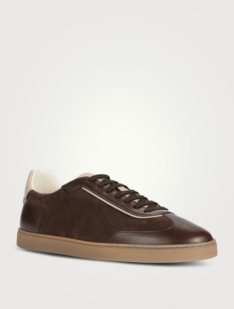 BRUNELLO CUCINELLI　ダークブラウン シューズ 27cm BRUNELLO CUCINELLI Suede And Leather Mixed Sneakers | Holt Renfrew