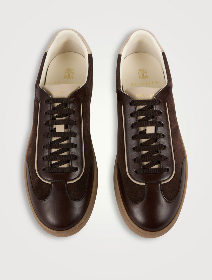 BRUNELLO CUCINELLI Suede And Leather Mixed Sneakers | Holt Renfrew