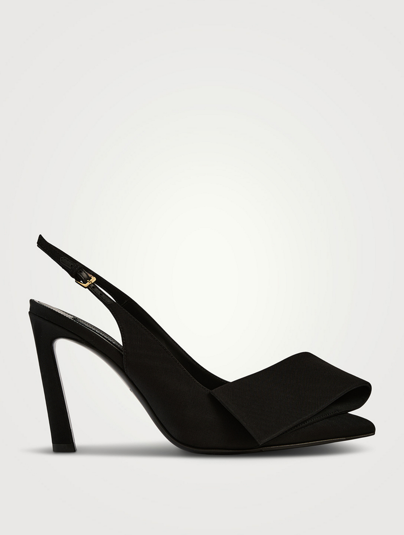 Twisted Ribbon Moiré Slingback Pumps