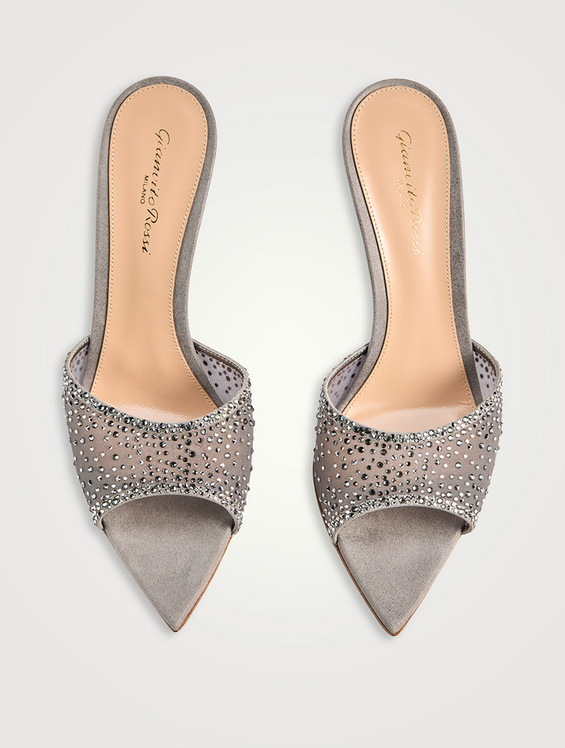 GIANVITO ROSSI Rania Crystal Mesh And Suede Mules | Holt Renfrew