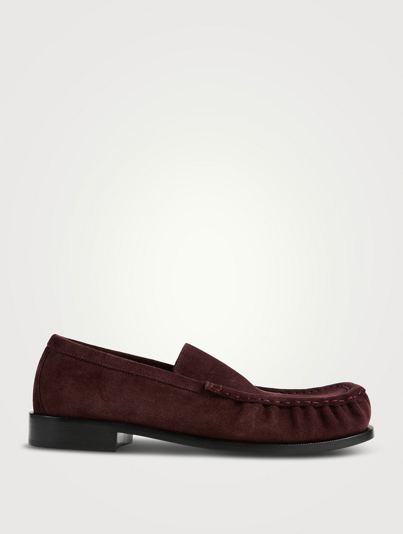 Suede Loafers With Creased Toe
