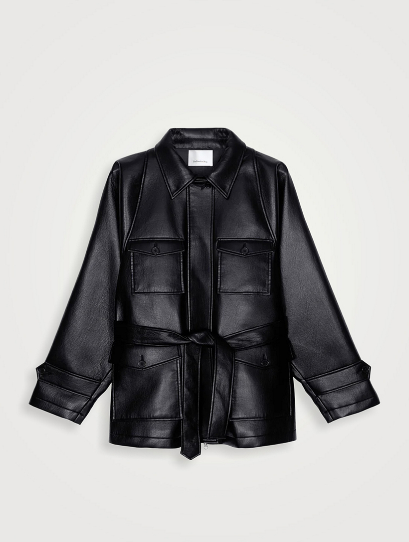 Kelia Faux Leather Utility Jacket