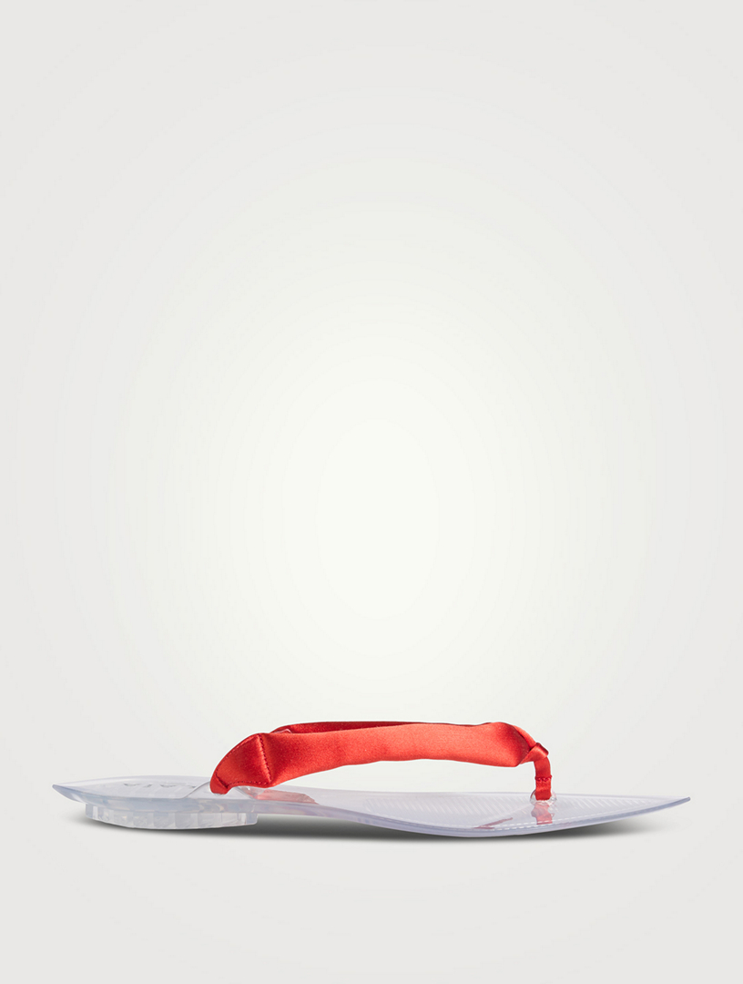 Invisible Satin And Plexi Thong Sandals