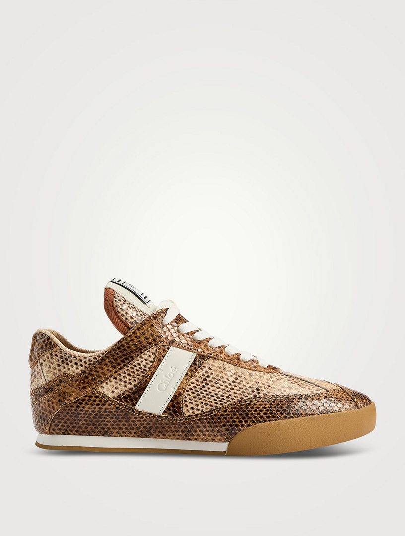 Chloé Kick Snakeskin-Embossed Sneakers