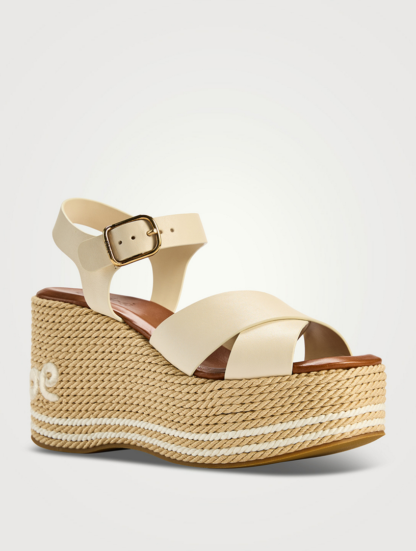 CHLOÉ Chloé Sand Leather Espadrille Wedge Sandals | Holt Renfrew