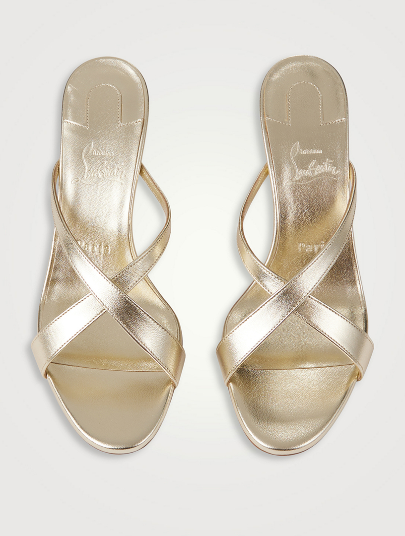 CHRISTIAN LOUBOUTIN Mulazee Cross Metallic Leather Mules | Holt