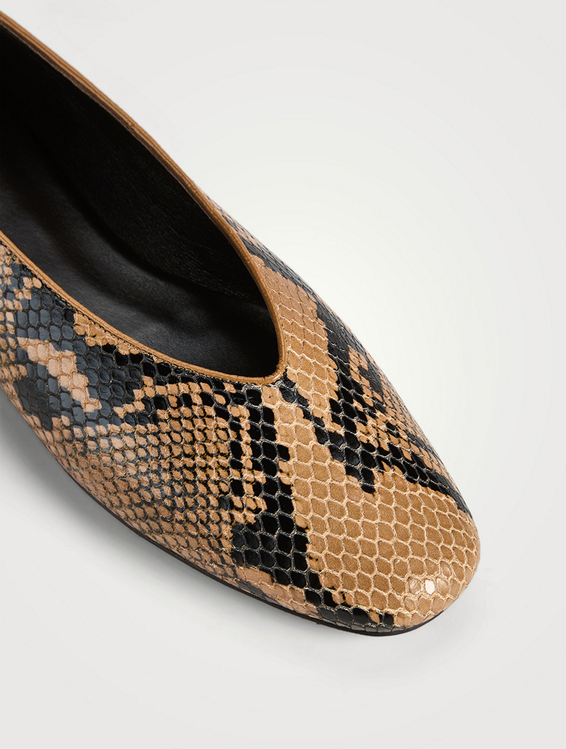 LE MONDE BERYL Classic Regency Snakeskin-Embossed Leather Slippers