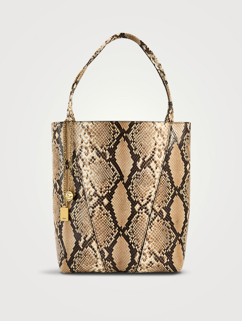 CHLOÉ Chloé Spin Snakeskin-Embossed Leather Tote Bag | Holt Renfrew
