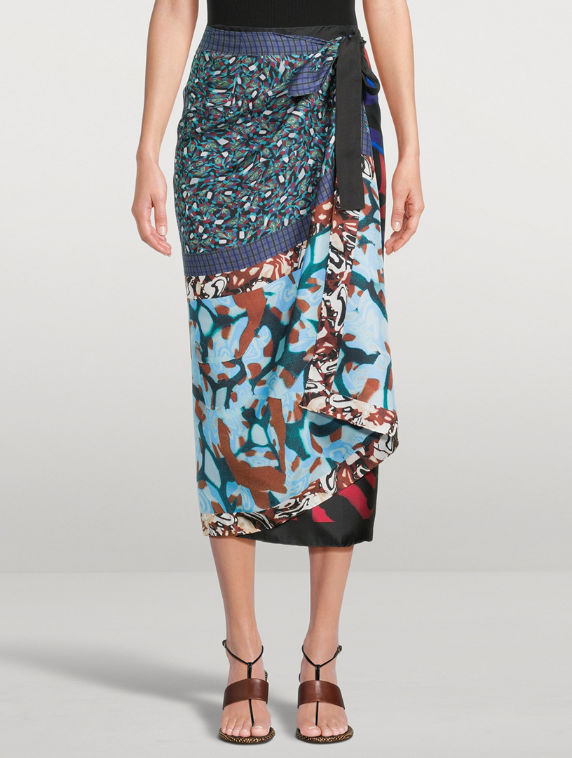 DRIES VAN NOTEN Scarfy Printed Silk Wrap Skirt | Holt Renfrew