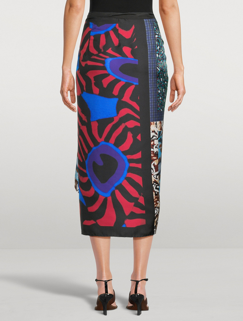 DRIES VAN NOTEN Scarfy Printed Silk Wrap Skirt | Holt Renfrew