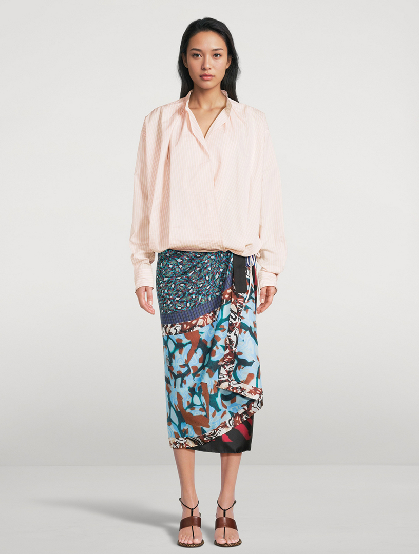 DRIES VAN NOTEN Scarfy Printed Silk Wrap Skirt | Holt Renfrew