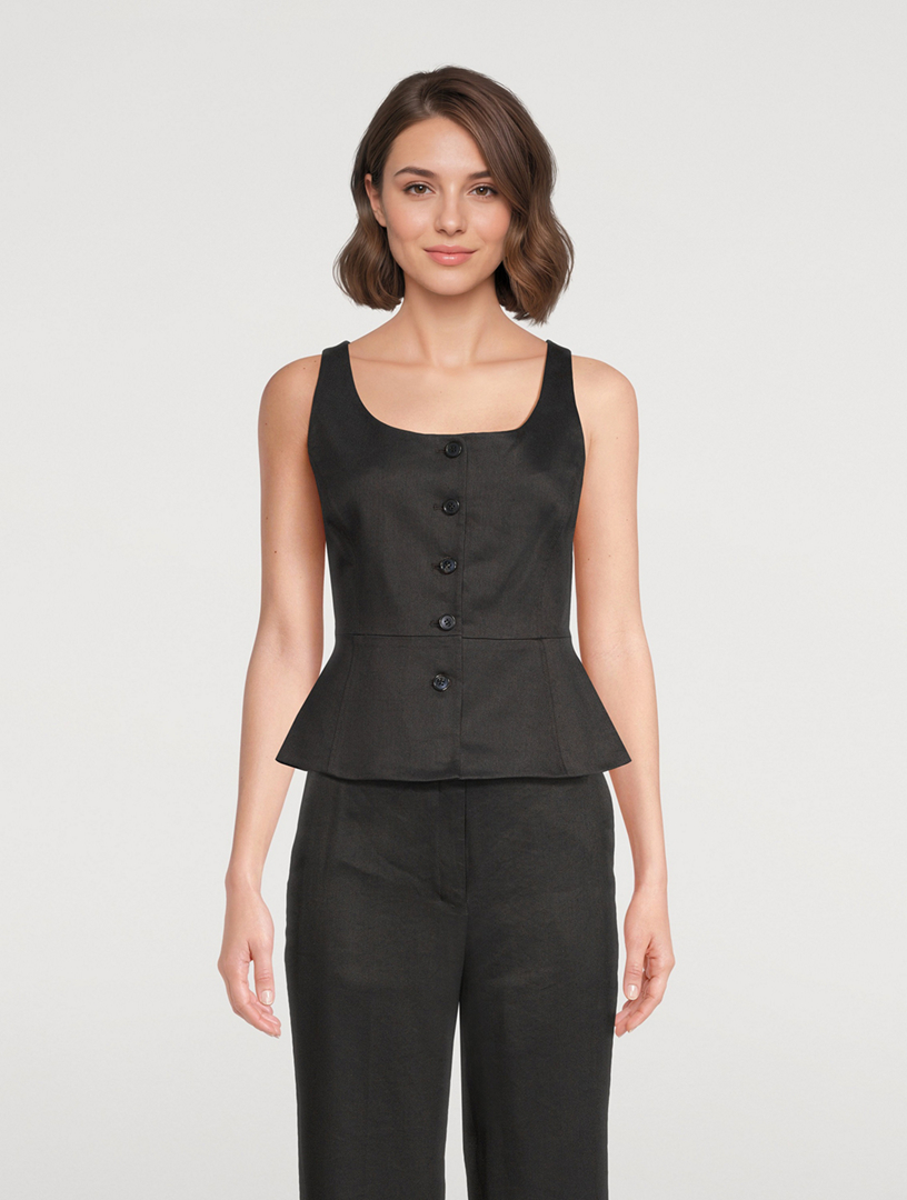 THEORY Twill Peplum Vest | Holt Renfrew