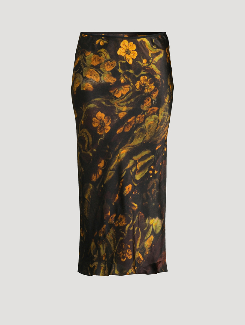 DRIES VAN NOTEN Sati Silk Slip Skirt In Floral Print | Holt Renfrew