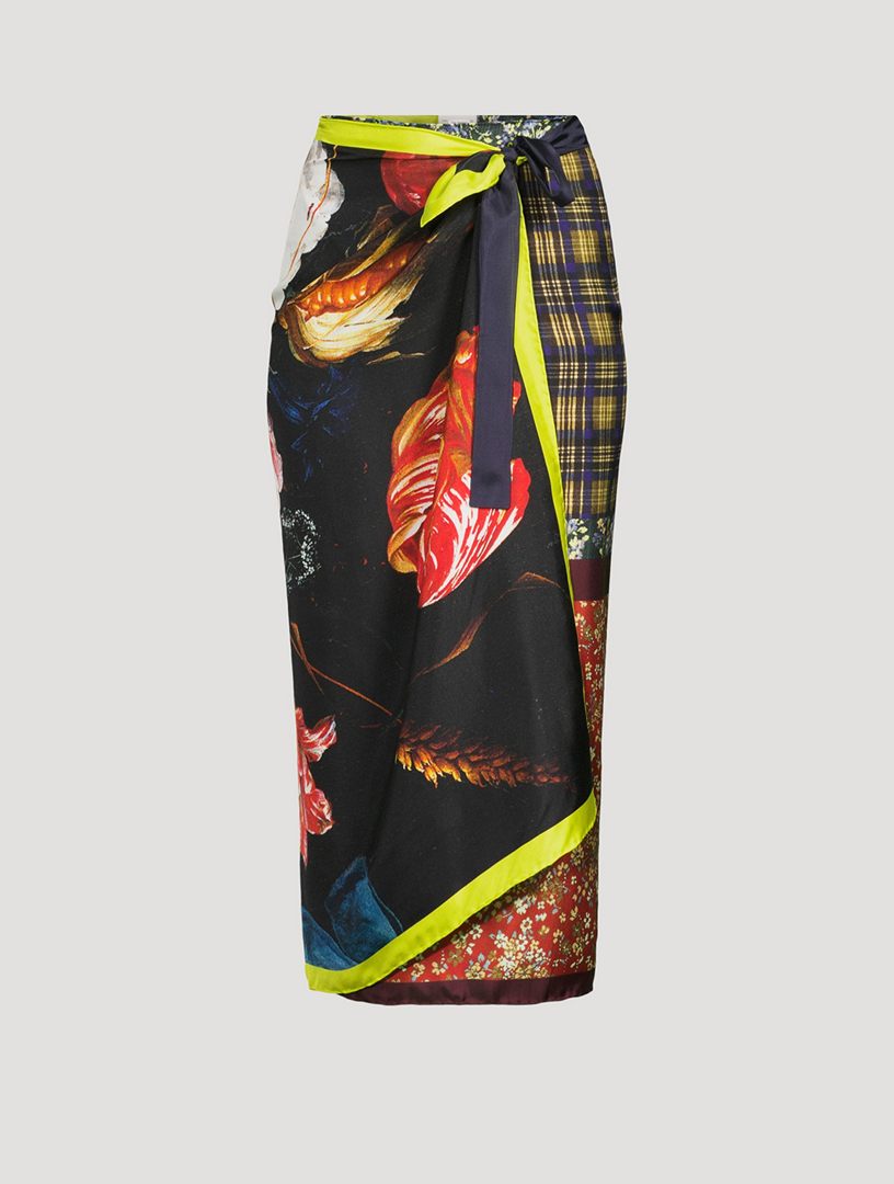DRIES VAN NOTEN Scarfy Printed Silk Wrap Skirt | Holt Renfrew