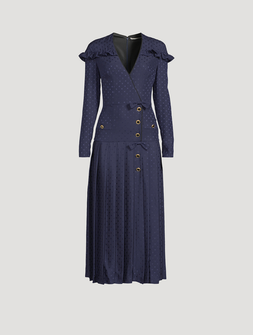 Robe mi-longue en jacquard de soie à taille basse