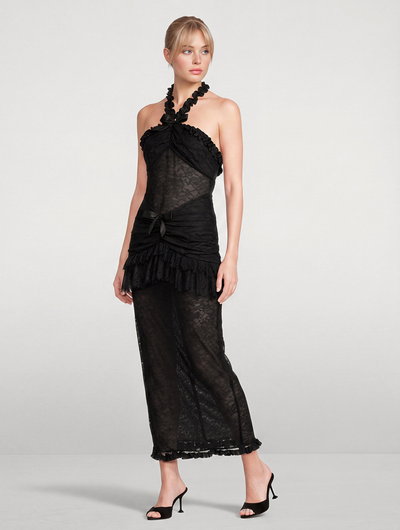 alessandra rich halter dress Chantilly Lace Mini dress
