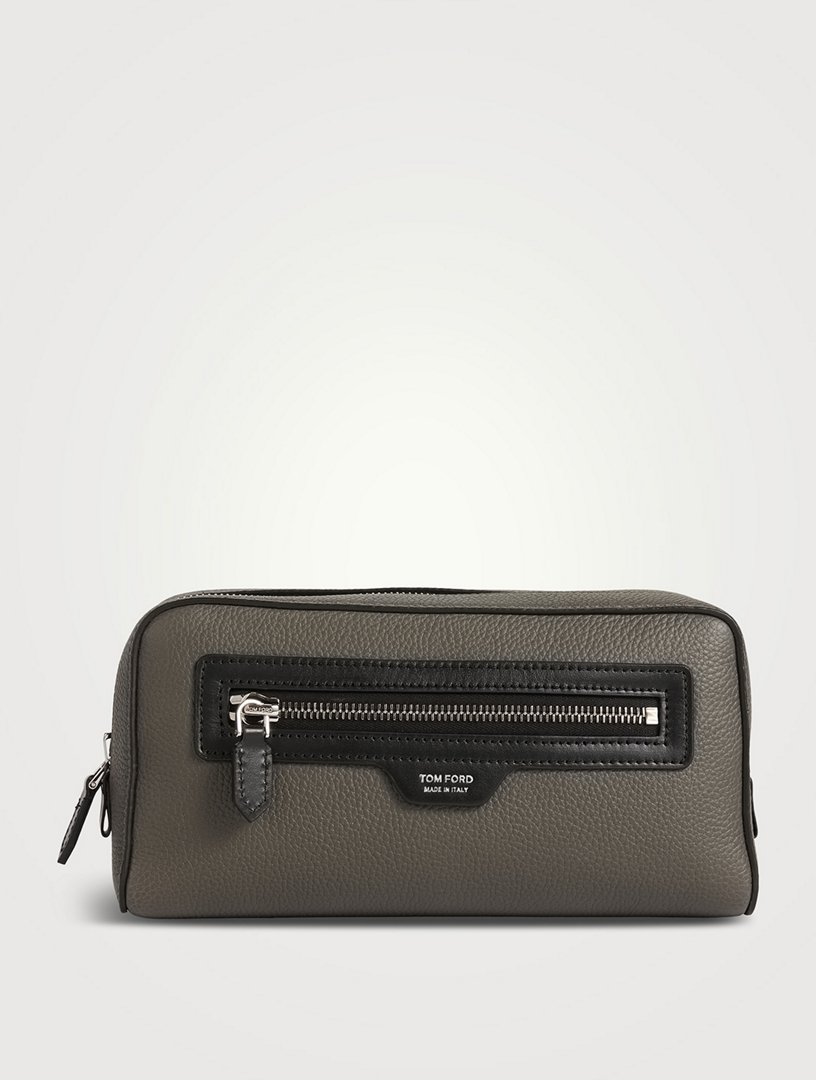 Grained Leather Toiletries Bag