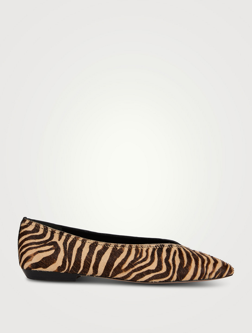 Bancroft Calf Hair Flats In Zebra Print
