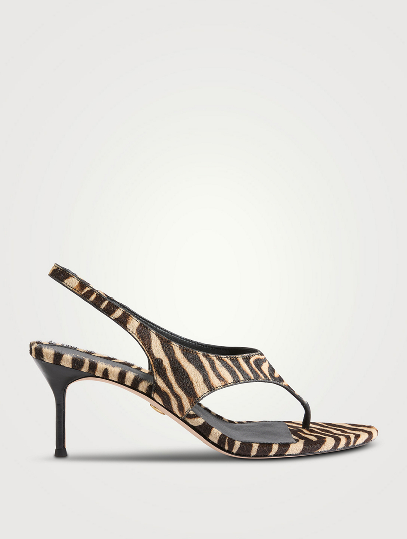 VERONICA BEARD Talon Calf Hair Slingback Sandals In Zebra Print