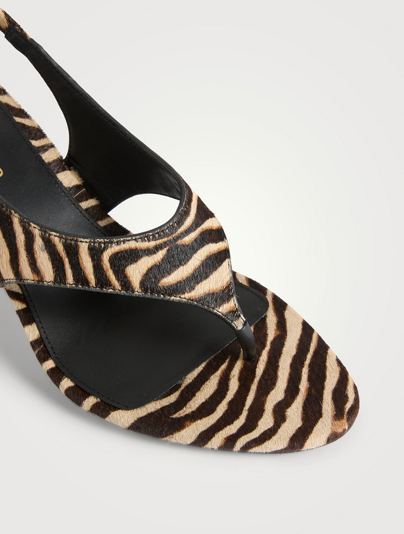 VERONICA BEARD Talon Calf Hair Slingback Sandals In Zebra Print