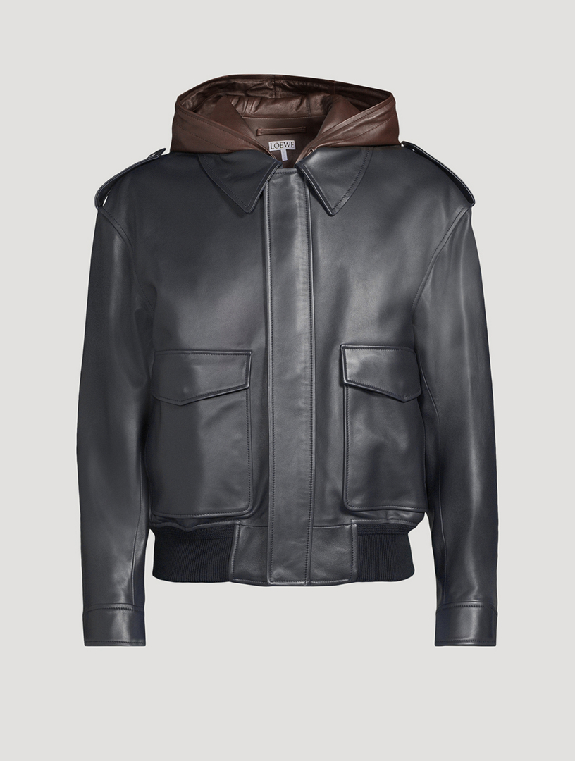 Leather Hooded Jacket