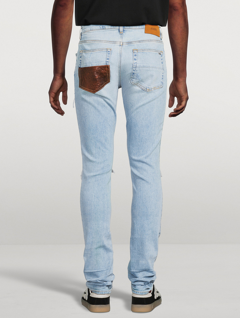 AMIRI Croc MX1 Skinny Jeans With Leather | Holt Renfrew