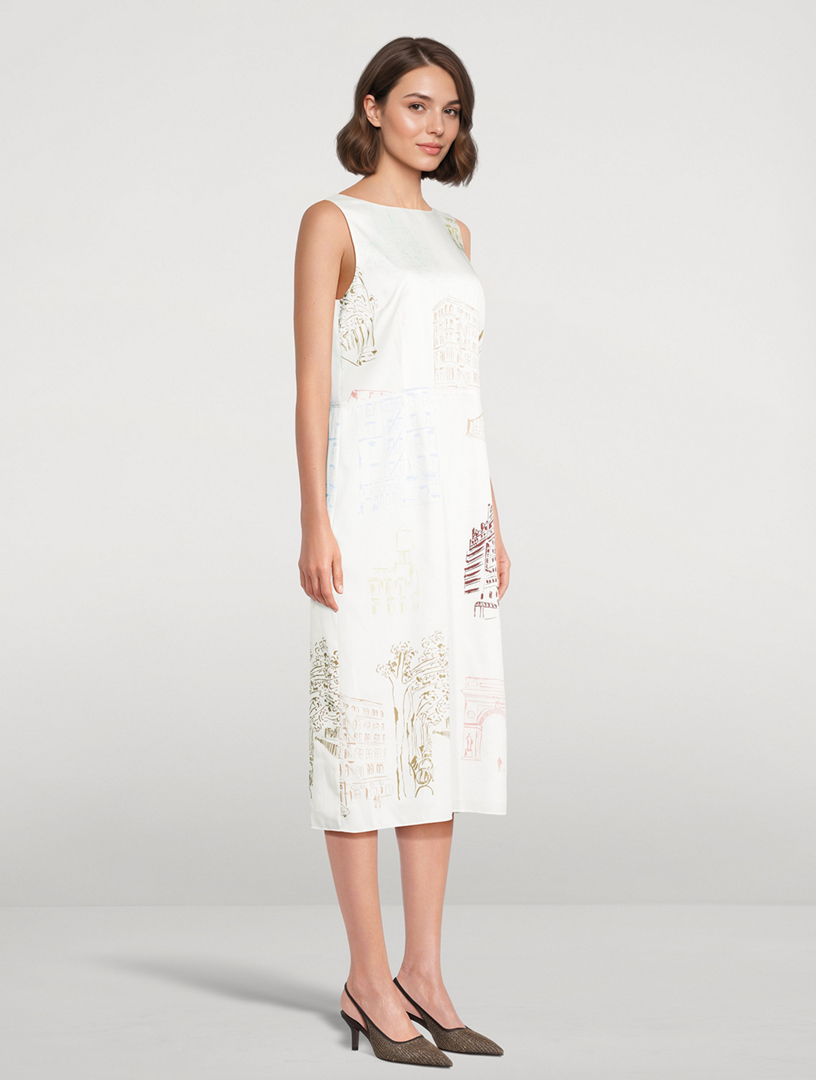 navy blue dress for baby girl Lafayette 148 New York Sleeveless Slit-Hem Midi Dress main image 0