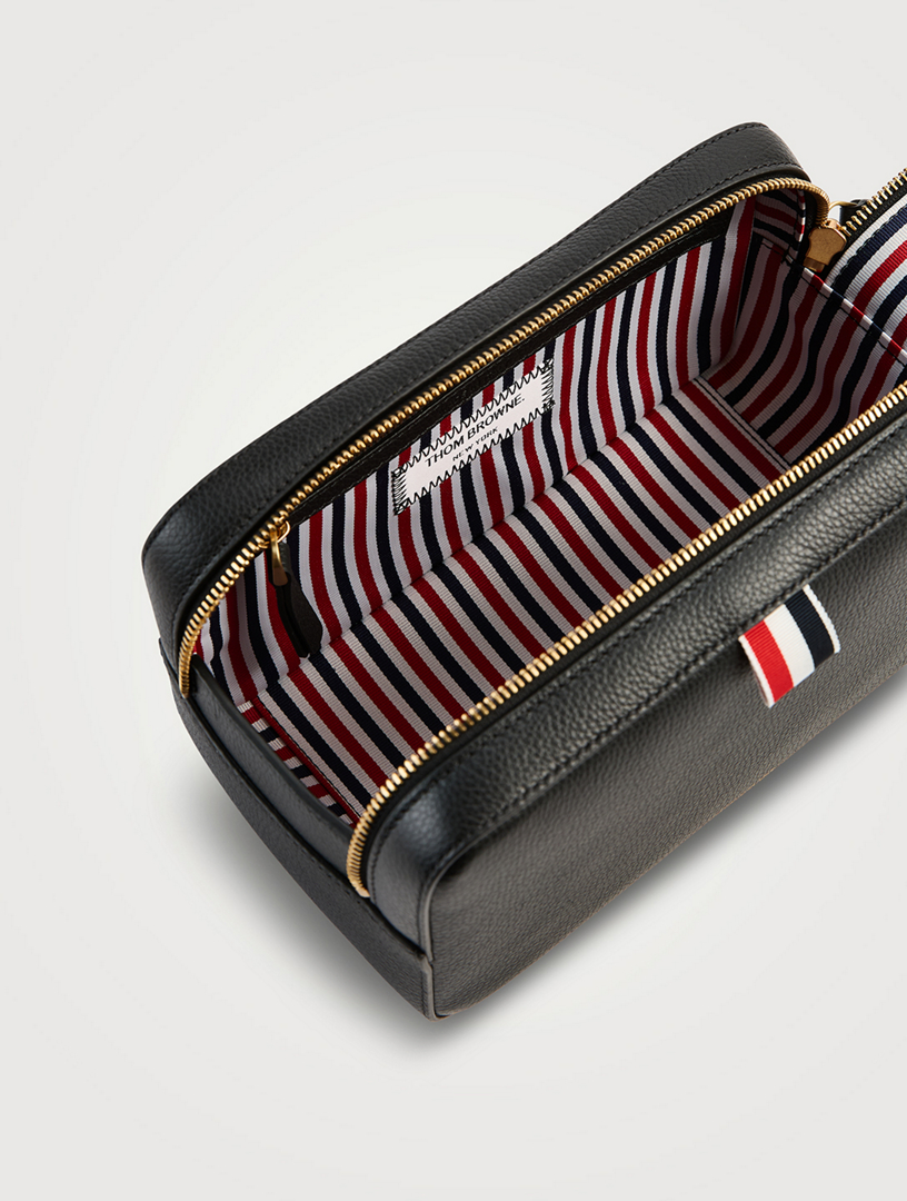 THOM BROWNE Soft Pebble Grain Leather Wash Bag | Holt Renfrew