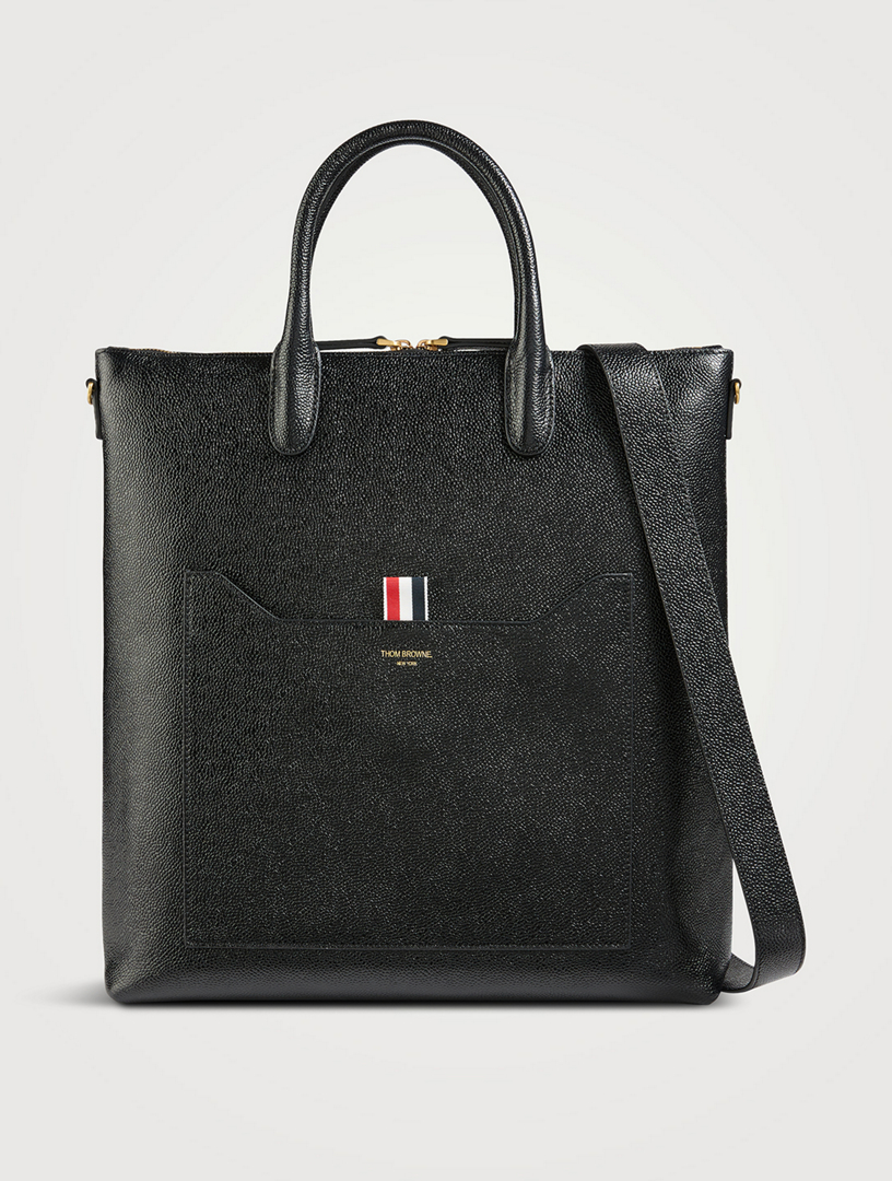 Pebble Grain Leather Vertical Tool Tote
