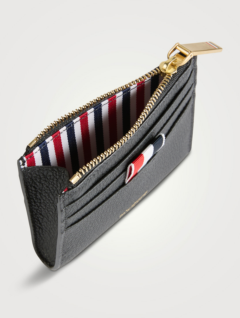 THOM BROWNE Soft Pebble Grain Zip Card Holder | Holt Renfrew