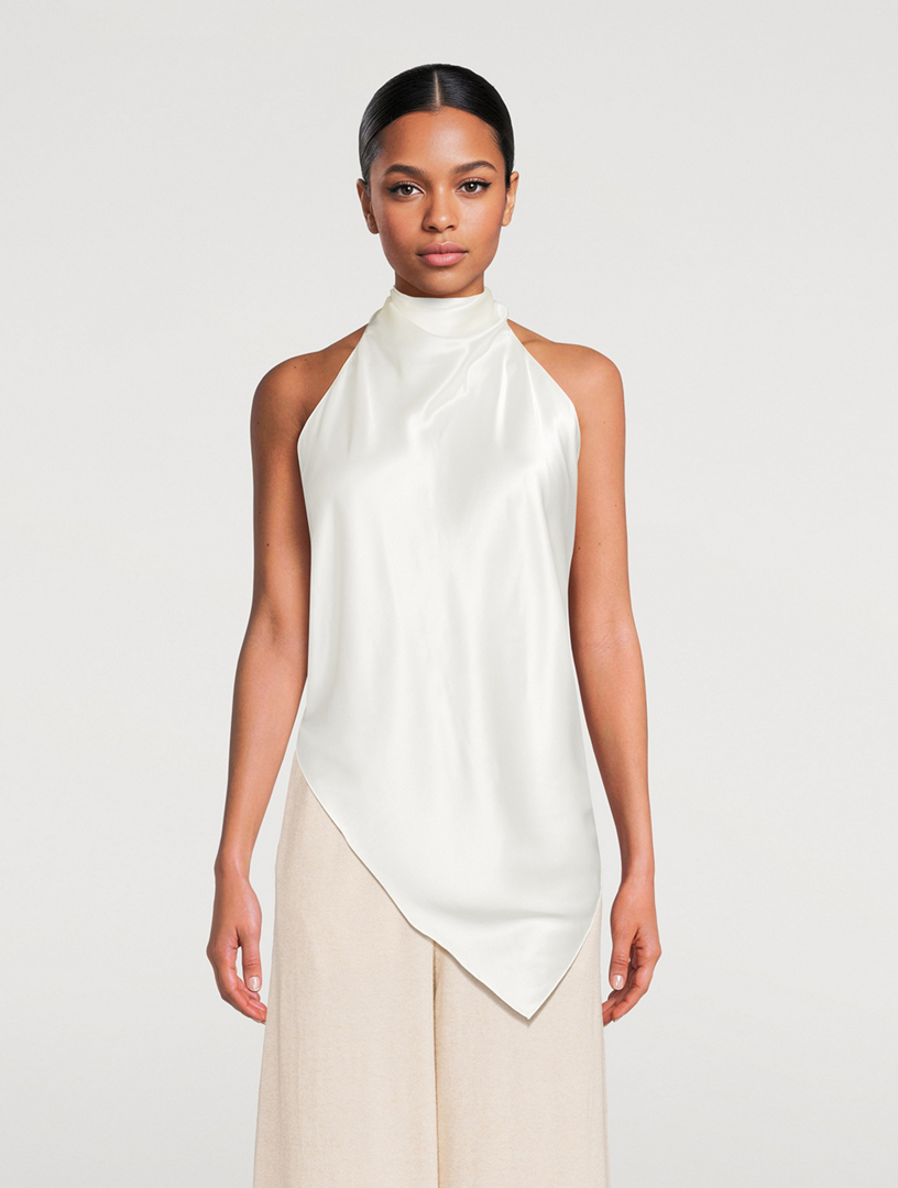 HELMUT LANG Tie Scarf Silk Halter Top | Holt Renfrew