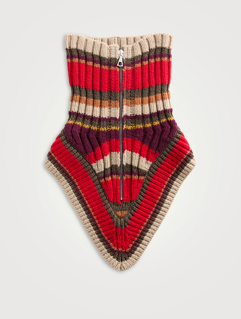 Wool Zip Collar In Striped Print