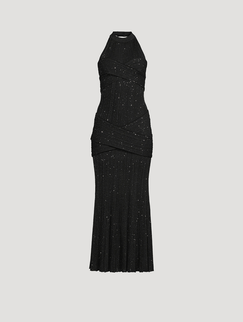 bandeau maxi dress formal Nobu | Burgundy Bandeau Maxi Dress With Halter-Collar