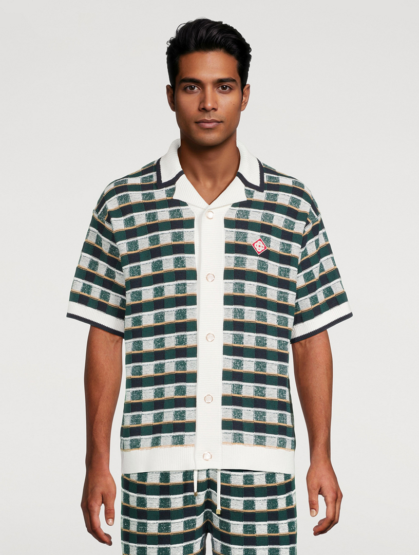 CASABLANCA Mosaic Crochet Short-Sleeve Shirt | Holt Renfrew