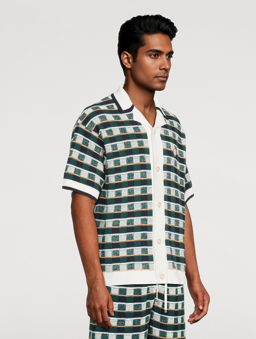 CASABLANCA Mosaic Crochet Short-Sleeve Shirt | Holt Renfrew
