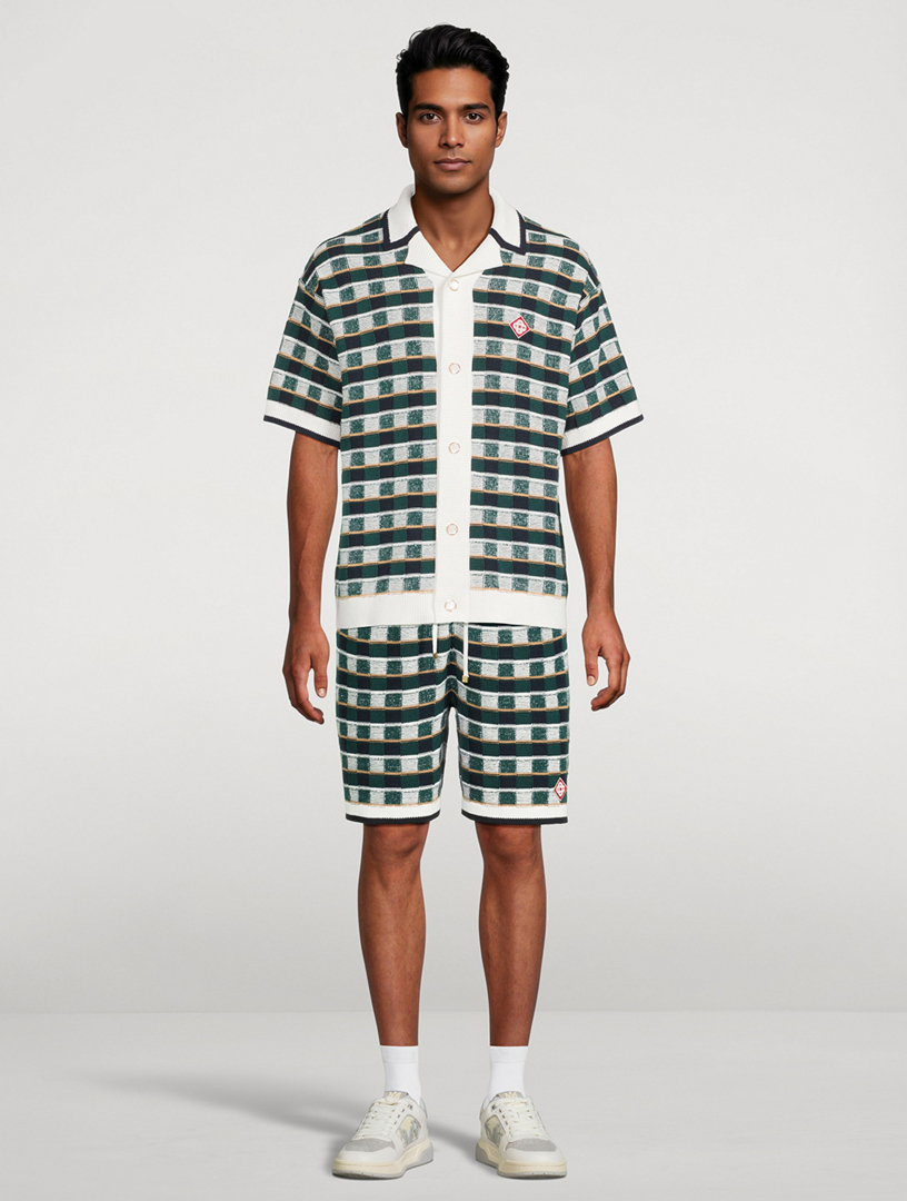 CASABLANCA Mosaic Crochet Short-Sleeve Shirt | Holt Renfrew